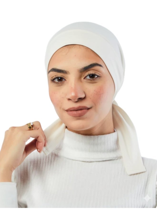 بندانة جيل قطن ليكرا ناعمة برباط أمامي - مقاس واسع - ألوان سادة - Image 1